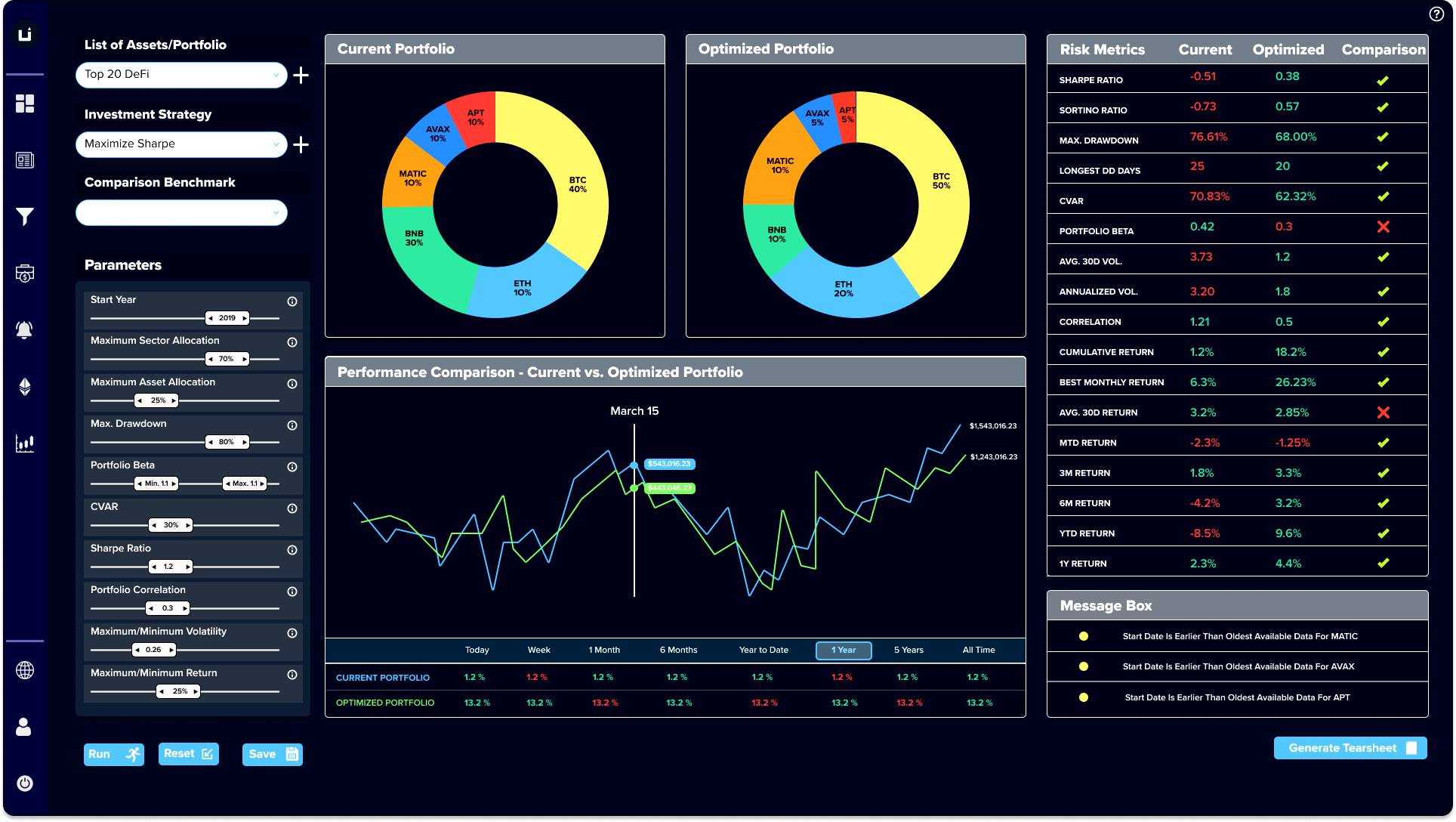 Portfolio Optimization Interface